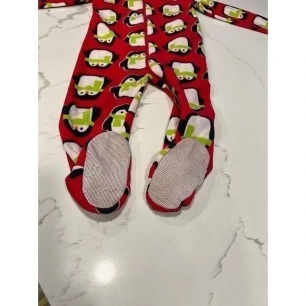 Hanna Andersson penguin red fleece sleeper size 90‎ 3